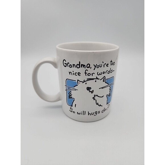 Coffee Mug Cup Cat Grandma You're too Nice for Words - So Will Hugs Do? Hallmark - Picture 3 of 4